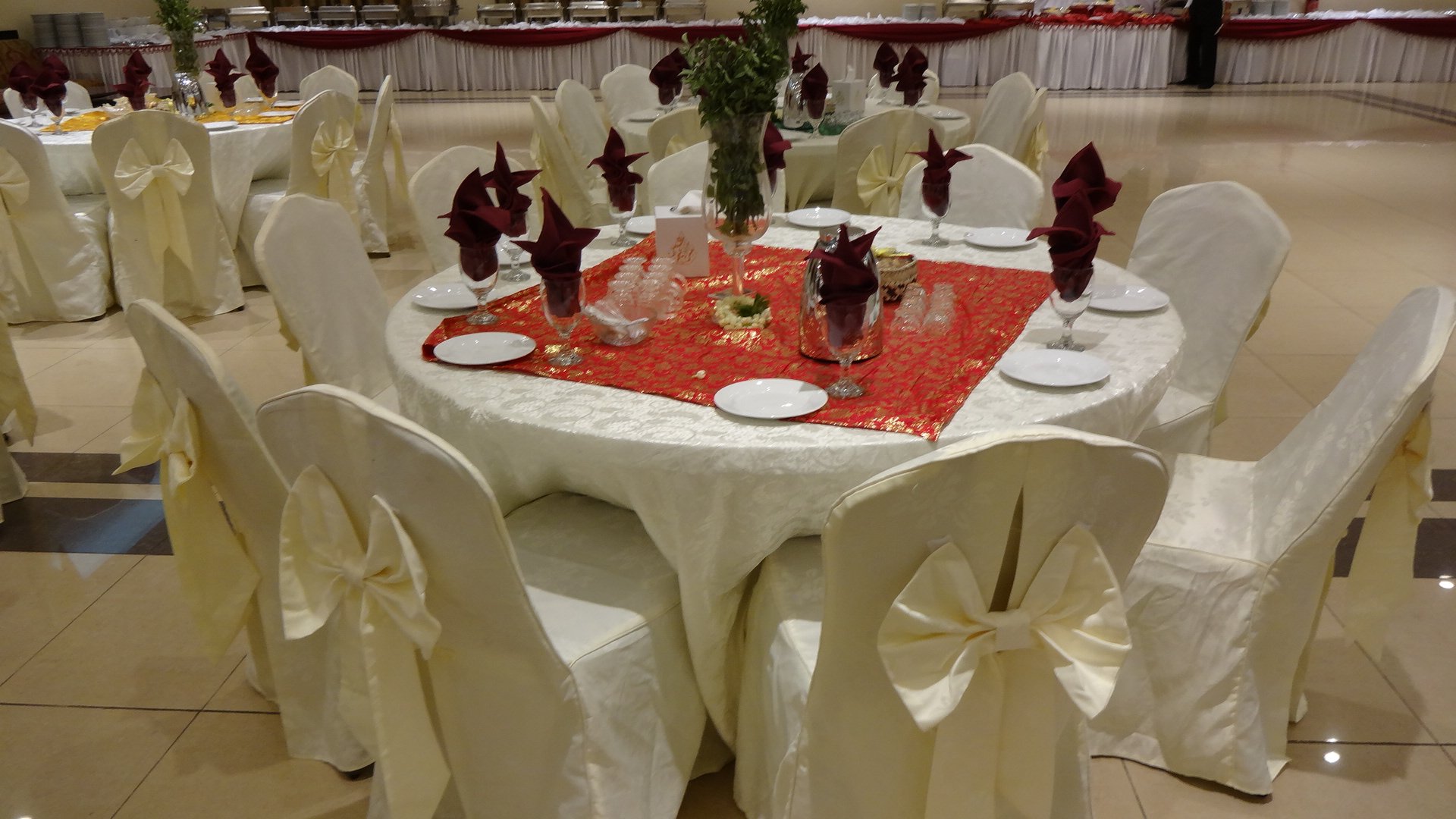 Tent setup for an outdoor event