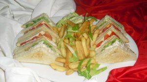 Club Sandwich with Fries and Coleslaw